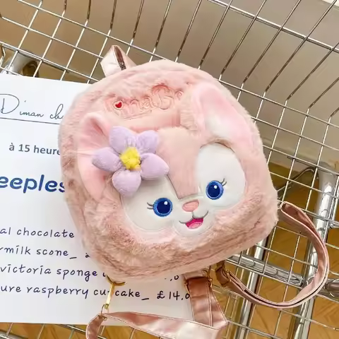 LinaBell Stitched Plush Shoulder Bag Cartoon Cute Plush Handbag Large Capacity Fashion Trendy Women'