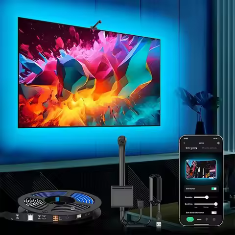 TV Backlight RGBIC LED Strip Light with Color Pickup Music Sync APP Control for 55-75inch TV Atmosph