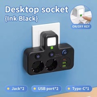 JIYAN2866 2/ 3 / 4 Plugs EU Plug Outlet Type-C Ports Wall Mounted Outlet Electrical Socket Durable U