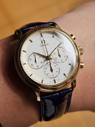 Omega De Ville Prestige Chronograph 18K 黃金 實金 計時 月球錶 Lemania 861 手動上鍊 機械手錶