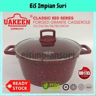 (Sales) EIS UAKEEN RED Die Cast Forged Granite Non Stick Casserole Pot Cookware Periuk Masak Periuk 