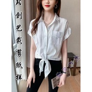 Make Clothes CX289 Shirt Women Short-Sleeved Summer Loose Casual Shirt Hem Knotted Top Cut Pattern