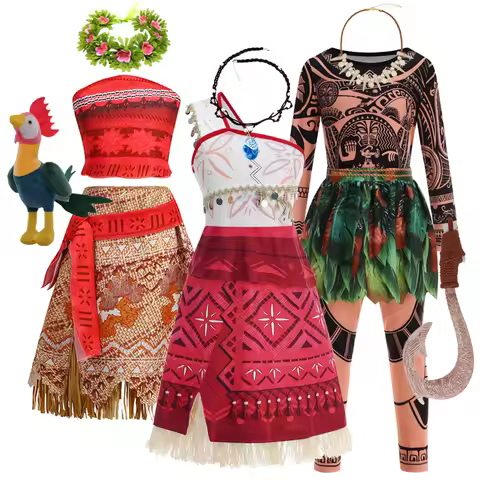 New Movies 2 Moano Ocean Adventure Girls Role Play Costume Dress Vaiana Outfit Kid Costume Halloween