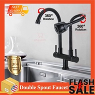 Double Faucet Kitchen Sink Flexible Wall Tap SUS304 Stainless Steel Premium Waster Tap Sink Faucet B