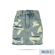 Niyom jeans รุ่น SK18-1 กระโปรงยีนส์สั้น สียีนส์ แต่งกระเป๋าจิ๋ว มีซัปใน