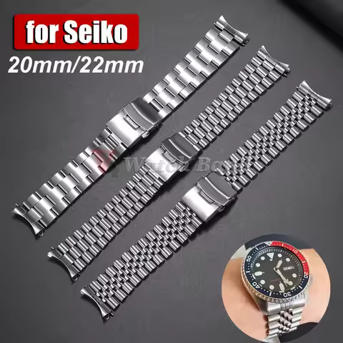 For Seiko 5 SKX009/007 for Jubilee for Oyster Solid Stainless Steel Watch Strap Curved End Men's Spo