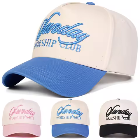 Unisex SUNDAY WORSHIP CLUB Embroidery Baseball Caps Spring Autumn Outdoor Adjustable Casual Hats Sun