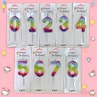 6cm Rainbow colored Number Birthday Candle Cake Topper Cake Decoration YH007 (Not edible)