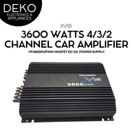 XV18 VFA6000U 3600 Watts 4/3/2 Channel Car Audio Power Amplifier with USB SD (900W x 4 @ 4OHMS)