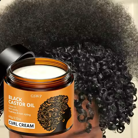 GSWP Black Castor Oil Curl Cream. Moisturizing, creating smooth, bouncy curls. Long-lasting hold wit