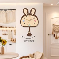 Internet celebrity rabbit clock living room wall clock household creative quartz swing clock