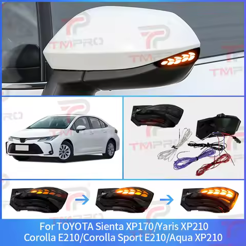 Smoked LED Dynamic Turn Signal Light Side Mirror Flashing Light for Toyota Corolla Sport E210 Sienta