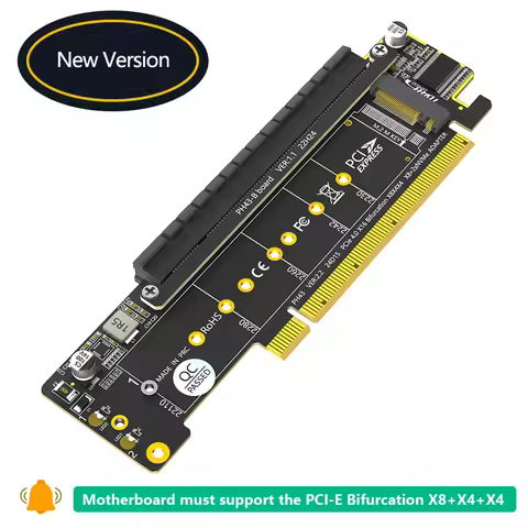 For Dual NVME M KEY to PCI-E 4.0 16X PCI Express M Key PCIe4.0 X16 X8 Signal Slot Riser Card Motherb