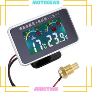 MotoGear Car LCD Digital Display Water Temperature Meter Therm-ometer Voltmeter Gauge 2in1 Temp &amp; Voltage Meter 1/8 10mm Thread Sensor