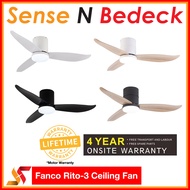 Fanco Rito-3 (46"/52") DC Ceiling Fan with Tri-colour LED and Remote Control Plus optional WiFi / Smart Function