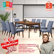 CT102D CC333 1+8 Seater Solid Wood Dining Set Kayu High Quality Turkey Fabric Chair / Dining Table /