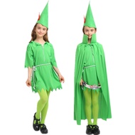 [Ready Stock] Halloween cosplay Costume Children Green Elf Costume Elf Suit Costume Role Playing WJG