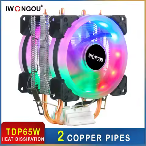 IWONGOU X99 Processor Cooler LGA2011 2 Heatpipes Radiator 90mm RGB Fan 3Pin Cooling CPU for Intel LG