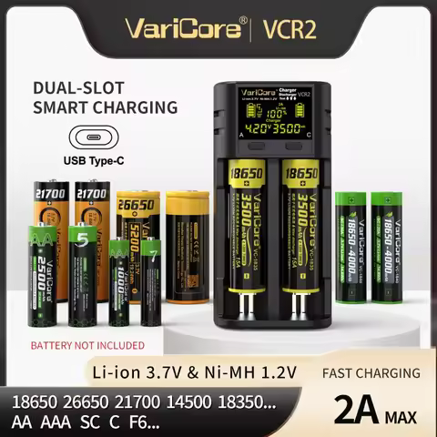 Varicore 18650 Battery Charger LCD Display Universal Smart Charger VCR2 VCP4 Test Capacity 26650 186