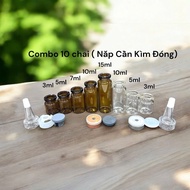 Combo of 10 bottles of 3ml-5ml-7ml-10ml-15ml for serum and cosmetics (This cap needs to use pliers)