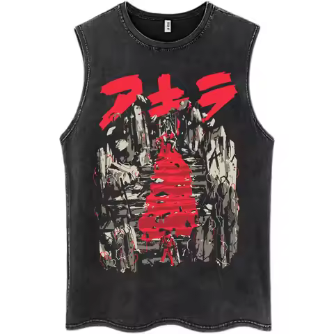Anime Akira Kaneda Shotaro Motorbike Washed Tank Tops Men Women Harajuku Manga Sleeveless Vests Over