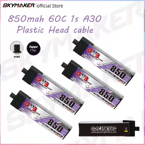 GAONENG GNB LiHV 1S 3.8V 850mAh 60C A30 Plastic Head LiPo Battery Long Range