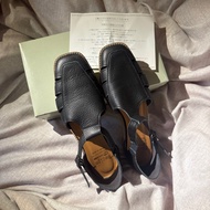 《日本製》Recipe真皮黑色涼鞋