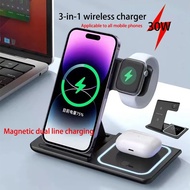 2025 三合一快速 Qi2 手機磁吸無線充電器，適用於 iPhone、三星、華為等手機，可攜式可折疊無線充電器