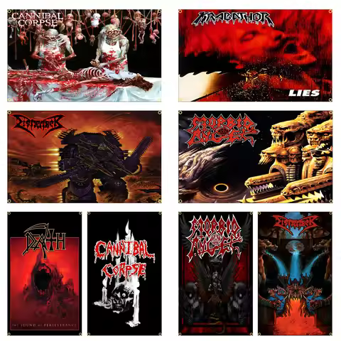 90X150CM 3X5Ft Black Metal Rock Band Flag Death Metal/Black Metal Polyester Printing Rock Banner For