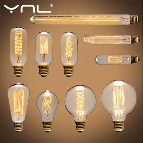 Vintage Edison Bulb E27 ST64 T10 T45 G80 G95 40W Chandelier Pendant Lights 220V LED Lamp Incandescen
