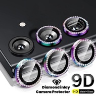 Diamond For Samsung A55 A35 5G A25 A15 A05S A05 4G 9H Tempered Glass Camera Lens Protector Alloy Rin