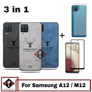 case deer samsung a12 / m12 tempered glass layar bonus garskin - biru samsung m12