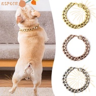 ESPOIR Chain Dog Collar, Chain Collar Adjustable Pet Necklace, Portable Cat Dog Gold Necklace Gold C