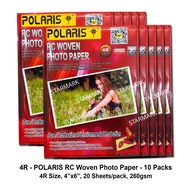Polaris RC Woven Photo Paper Papers 4R Size, 4x6 inches, 20 Sheets / Pack, 260gsm - 10 Packs