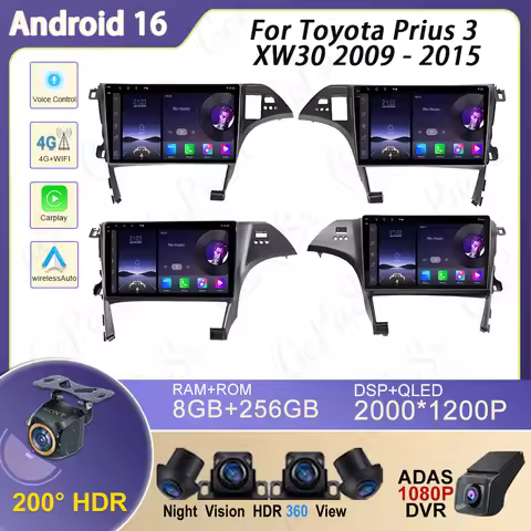 Android Auto For Toyota Prius 3 XW30 2009 - 2015 RHD Car Radio Multimedia Video Player GPS Navigatio