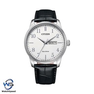 Citizen Eco-Drive EW3260-17A EW3260 White Analog Black Leather Simple Ladies Watch