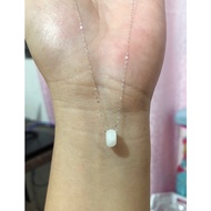 18K White Gold Necklace with Real Jade Pendant