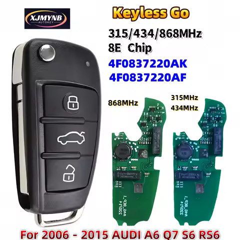 XJMYNB 4F0837220AK Keyless Flip Remote Car Key 315/434/868MHz 8E Chip For AUDI A6 Q7 S6 RS6 2006-201