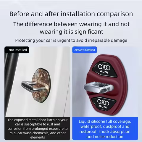 2/4Pcs Silicone Car Door Lock Protective Cover Stickers Auto Accessories For quattro Audi A1 A2 A3 A