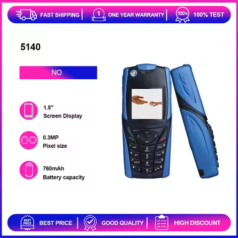 Unlocked Refurbished 5140 0.3MP 1.5 inches 2G GSM 900 / 1800 760mAh Phone English Keyboard