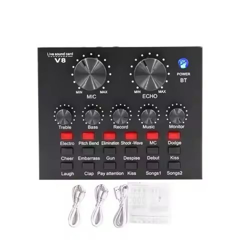 BM800 Condenser Microphone Kit Computer Sound Card Streaming Audio Mixer Mobile Phone V8 Audio Mixer