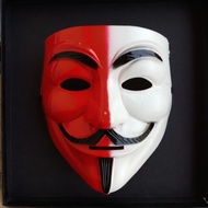 MERAH Anonymouse Mask Style red and white Guy fawkes