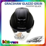 TOPI KELEDAR GRACSHAW G919i G919 SINGLE VISOR HELMET HITAM (DIAMOND BLACK)