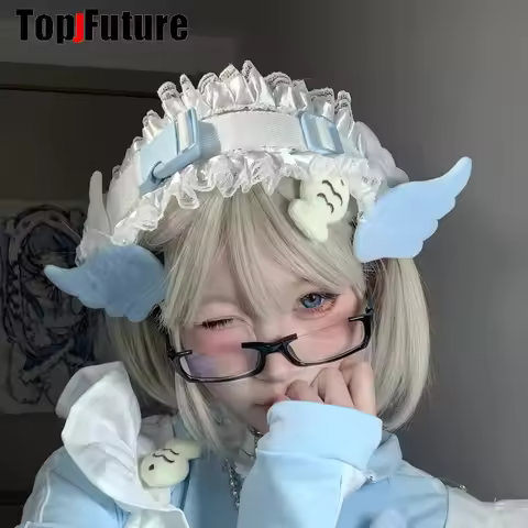 Women Y2K Girl Handmade Angel Wings Hair Clip Function Lace Hairband Hair Accessories Hair clips pin