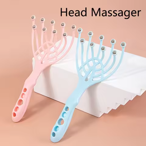 Head Massager Hand Held 9 Claws Steel Ball Scalp Neck Relax Spa Acupoint pressing Comb Roller Massag