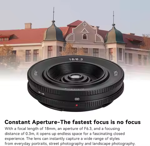 7artisans 18mm F6.3 Mark II UFO Ultra-thin Camera Prime Lens for Humanities Photography with Sony E 