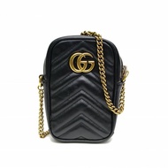 GUCCI GGMarmont手機包Mini黑色牛皮金扣