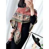 2 Styles Dongwu Yunsang Silk Wool Large Square Scarf Shawl 135cm Light Luxury Double-Sided Heterochr