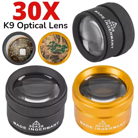 30X 36mm Precision Handheld Magnifier K9 Optical Glass Loupe Tool for Jewelry Watch Coin Stamps