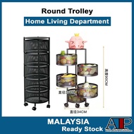 Furniture🛋️ Round Trolley Rack Kitchen Rak Dapur Beroda Vegetable Rotating Rack Kitchen Storage Kitchen Rotating Rack